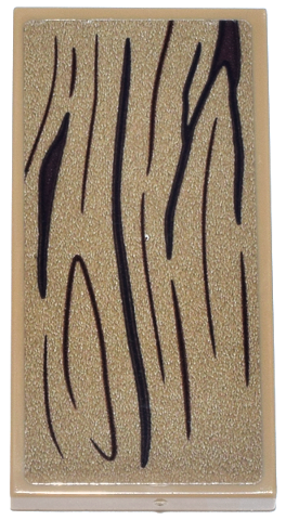 Lego Tile 2 x 4 with Dark Brown Wood Grain Pattern (Sticker) - Set 76341 / Dark Tan