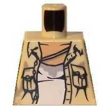 Lego Torso Open Shirt with 2 Pockets, Undershirt and Stains Pattern (Satipo) / Tan