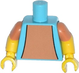 Lego Torso Simpsons Vest over Nougat Shirt Pattern / Yellow Arms with Molded Nougat Short Sleeves Pattern / Yellow Hands