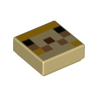 Lego Tile 1 x 1 with Pixelated Face, Black Eyes print / Tan