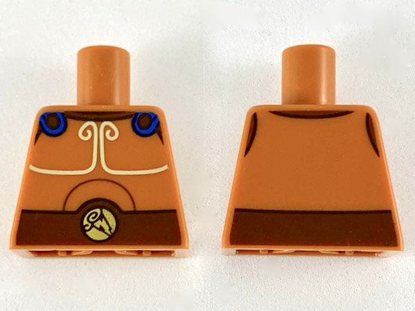 Lego Torso Greek Armor, Blue Clasps, White Trim and Reddish Brown Belt Pattern