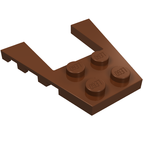 Lego Wedge Plate 4 x 4 with 2 x 2 Cutout / Reddish Brown