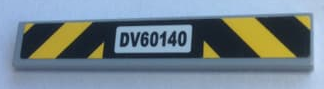 Lego Tile 1 x 6 with 'DV60140' and Black and Yellow Danger Stripes Pattern (Sticker) - Set 60140