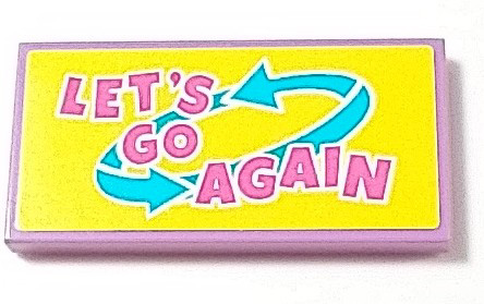 Lego Tile 2 x 4 with 'LET'S GO AGAIN' and Medium Azure Arrows Pattern (Sticker) - Set 41456