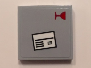 Lego Tile 2 x 2 with Red Fragile Goblet and White Shipping Label Pattern (Sticker) - Set 60101 / Light Bluish Gray