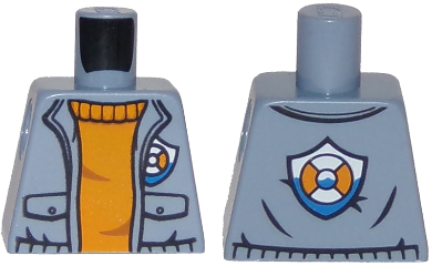 Lego Torso Coast Guard, Jacket with Pockets and Coast Guard Logo Badge over Crew Neck Sweater Pattern / Sand Blue