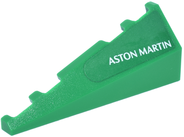 Lego Wedge 5 x 2 Right with White 'ASTON MARTIN' Logo Pattern (Sticker) - Set 77245