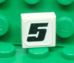 Lego Tile 1 x 1 with Number 5 Pattern (Sticker) - Set 8655