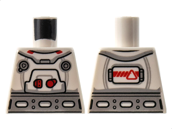 Lego Torso Spacesuit, Red Trim, Wide Silver Belt Pattern / White