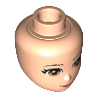 Lego Minidoll Head with Light Brown Eyes, Pink Lips and Closed Mouth Print