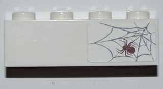 Lego Brick 1 x 4 with Spider and Web on Right Side Pattern (Sticker) - Set 6242