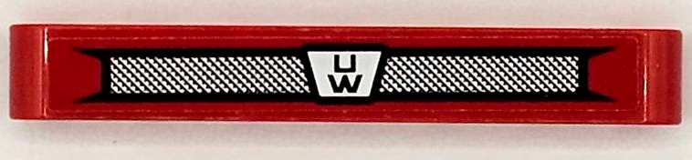 Lego Technic, Liftarm Thick 1 x 7 with Black and Silver Grille and 'UW' Logo Pattern (Sticker) - Set 42098