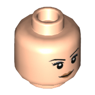Lego Minifig Head Quorra, Dual Sided, Female, Eyebrows, Peach Lips, Smirk / Frown