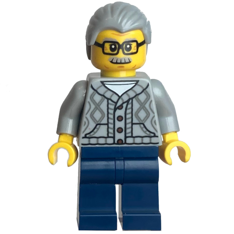 Lego Light Bluish Grey Torso, Dark Blue Legs, Light Bluish Grey Hair, Glasses