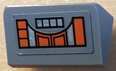 Lego Slope 30 1 x 2 x 2/3 with Control Screen with Silver and Orange Squares and Rounded Rectangles Pattern (Sticker) - Set 70322 / Light Bluish Gray