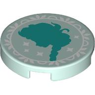 Lego Tile Round 2 x 2 with Elsa Silhouette Print / Light Aqua
