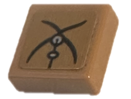 Lego Tile 1 x 1 with Fabric Folds with X-Shaped Creases and Pull Cord Pattern (Sticker) - Set 76188 / Medium Nougat