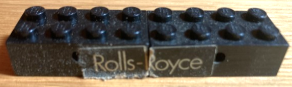 Lego Stickered Assembly 8 x 2 x 1 with 'Rolls-Royce' Pattern (Sticker) - Set 395-1