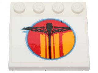 Lego Tile, Modified 4 x 4 with Studs on Edge with SW The Phantom Bright Light Orange and Red Stripes with Black Logo Pattern Model Right Side (Sticker) - Set 75170