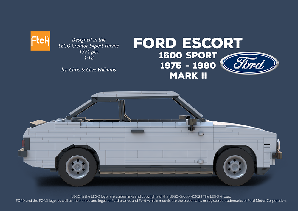 Lego Ford Escort 1600 Sport Mk II - 1975 to 1980 (Grey)