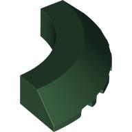 Lego Brick Round Corner 5 x 5 x 1 Slope, Bottom Cut Outs, No Studs, Flat Top / Dark Green