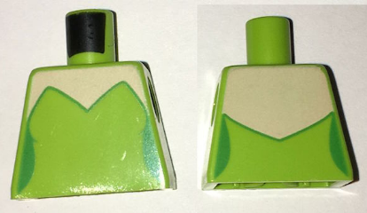 Lego Torso Female Strapless Top with Light Nougat Neck, Curved Cut Across Back Pattern / Lime