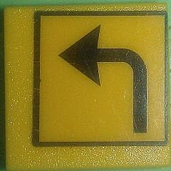 Lego Road Sign 2 x 2 Square with Clip with Arrow Left Turn Pattern (Sticker) - Set 7243