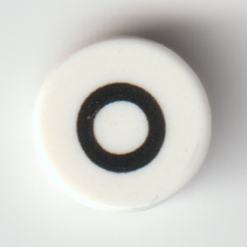 Lego Tile Round 1 x 1 with Black 'O' Print