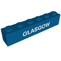 Lego Brick 1 x 6 with White 'GLASGOW' Print