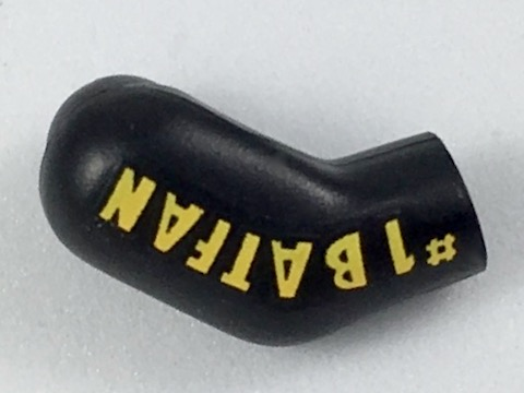 Lego Arm, Right with Yellow '#1 Batfan' Pattern / Black