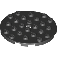 Lego Plate Round 6 x 6 with Hole / Black