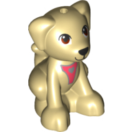 Lego Animal, Dog, Sitting with Coral Straps (Seeing Eye Dog) / Tan