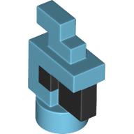 Lego Animal Body Part, Bird, Chicken/Parrot Head Pixelated with Black Eyes and Beak pattern / Medium Azure