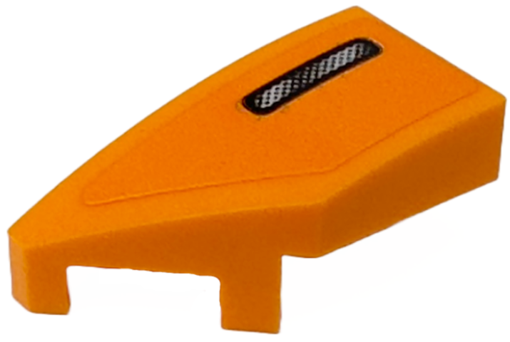 Lego Wedge 2 x 1 x 2/3 Left with Black and Silver Air Vent Grille Pattern (Sticker) - Set 76918 / Orange