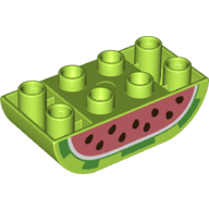 Lego Duplo Brick 2 x 4 Curved Bottom with Watermelon Print