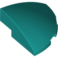 Lego Brick Round Corner, Curved 3 x 3 x 1 Quarter Circle / Dark Turquoise