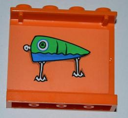 Lego Panel 1 x 4 x 3 - Hollow Studs with Blue and Green Fishing Lure Pattern on Inside (Sticker) - Set 3834