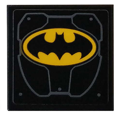 Lego Tile 2 x 2 with Metal Plates, Rivets and Yellow Batman Logo Pattern (Sticker) - Set 76160