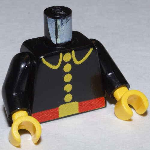 Lego Torso Fire Uniform Five Button Print, Black Arms, Yellow Hands / Black