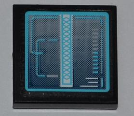 Lego Tile 2 x 2 with Loki's Scepter Bottom Half on Screen Pattern (Sticker) - Set 6868 / Black