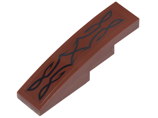 Lego Slope, Curved 4 x 1 with Black Elves Design Pattern (Sticker) - Set 41183 / Reddish Brown