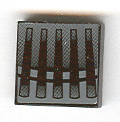 Lego Tile 2 x 2 with Grille Five Bar Black and Gray Pattern (Sticker) - Sets 7252 / 7283 / Black