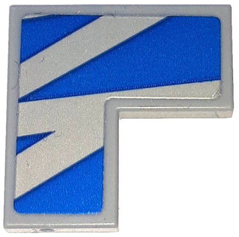 Lego Tile 2 x 2 Corner with Blue Stripes and Triangles Pattern Model Left Side (Sticker) - Set 76917