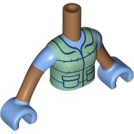 Lego Minidoll Torso Girl with Medium Blue Shirt, Olive Green Bodywarmer, Medium Blue Hands, Medium Nougat Arms