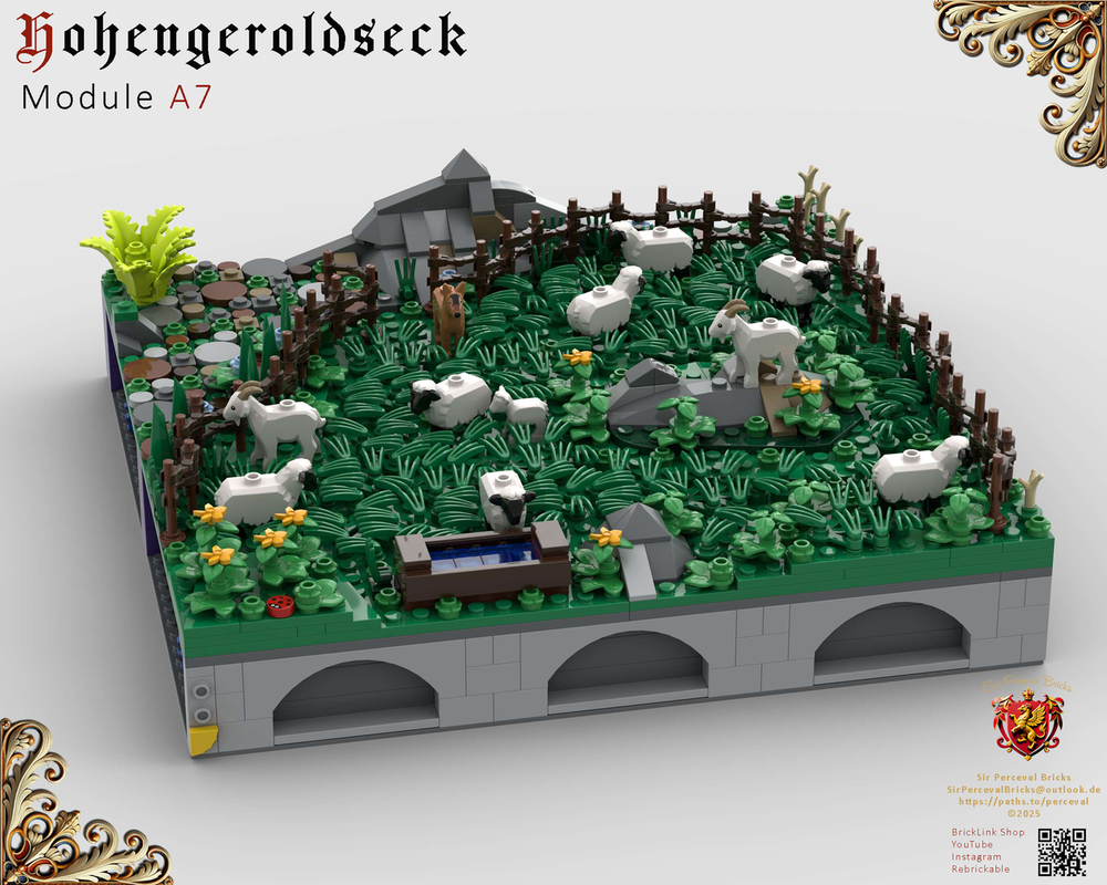 Lego A7 Castle Hohengeroldseck - Landscape, sheep & goat pasture (Castle Part 1)