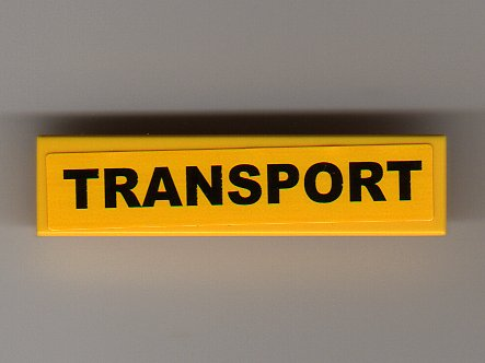 Lego Tile 1 x 4 with 'TRANSPORT' Pattern (Sticker) - Set 7900