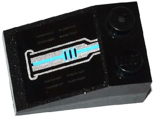 Lego Slope 33 3 x 2 with Vents and Silver and Medium Azure Circuitry Pattern (Sticker) - Set 70169