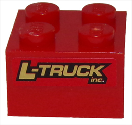 Lego Brick 2 x 2 with 'L-TRUCK inc.' Pattern on Both Sides (Stickers) - Set 8147