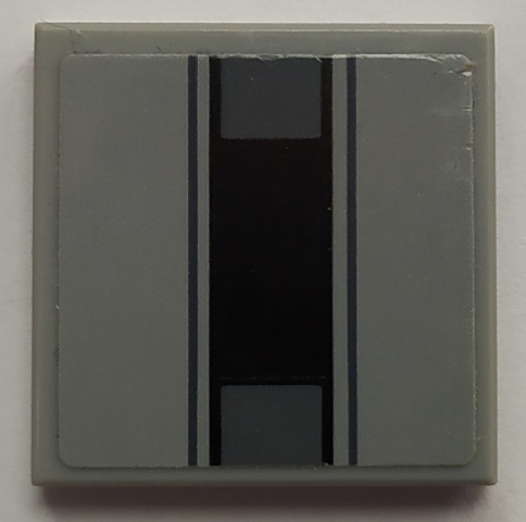 Lego Tile 2 x 2 with Black and Dark Bluish Gray Vent Holes Pattern (Sticker) - Set 75150 / Light Bluish Gray