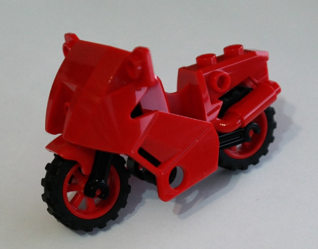 Lego Motorcycle City with Black Chassis (Long Fairing Mounts) and Red Wheels